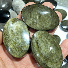 Load image into Gallery viewer, Gold Obsidian &amp; Silver Obsidian Palm Stones
