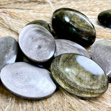 Load image into Gallery viewer, Gold Obsidian &amp; Silver Obsidian Palm Stones
