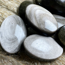 Load image into Gallery viewer, Gold Obsidian &amp; Silver Obsidian Palm Stones
