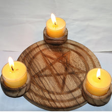 Load image into Gallery viewer, Wood Pentagram Candle holder
