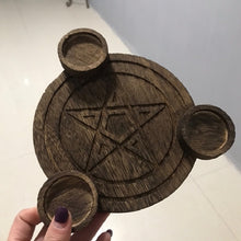 Load image into Gallery viewer, Wood Pentagram Candle holder
